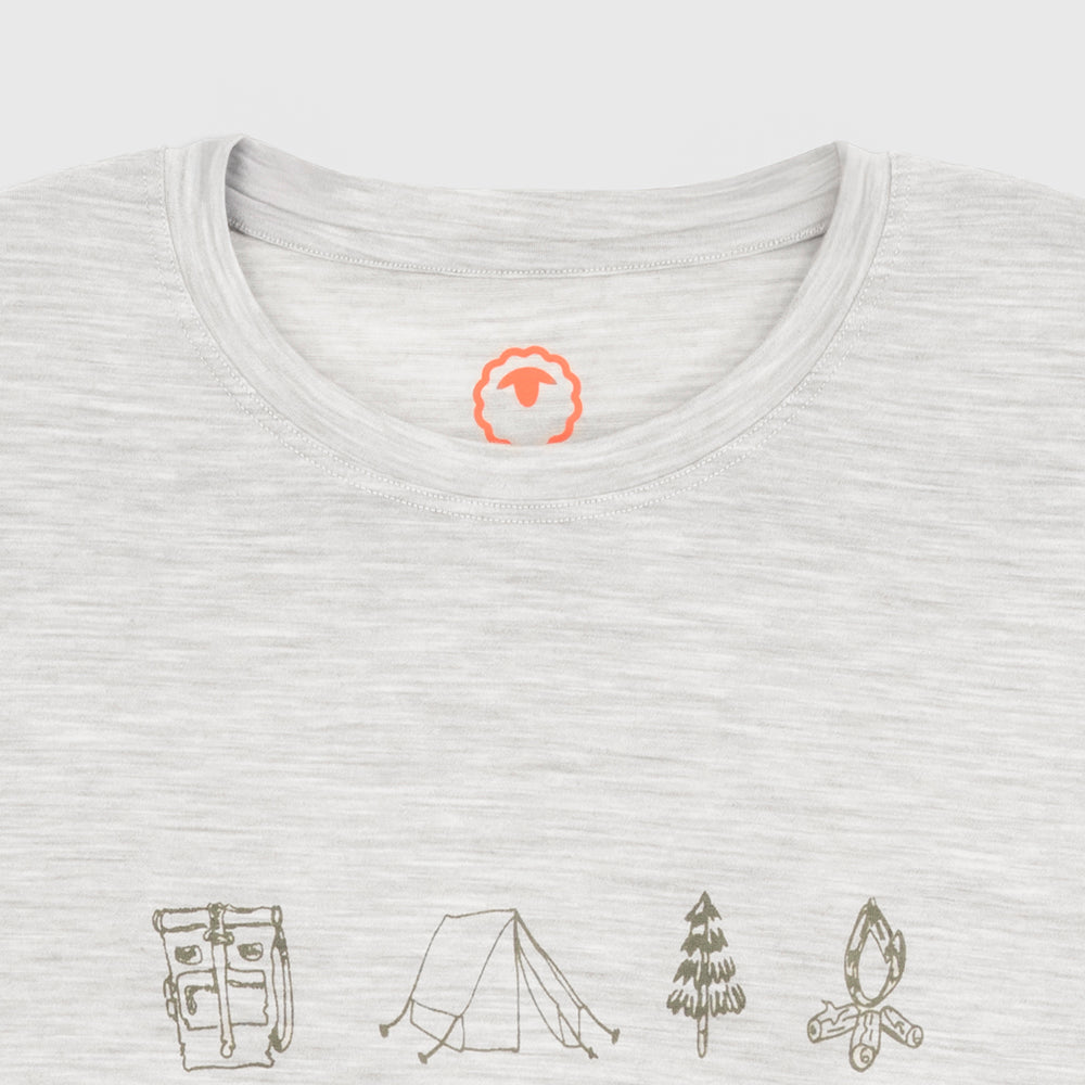 Mens Merino 150 Camping Relaxed Tee (Jute/Olive)