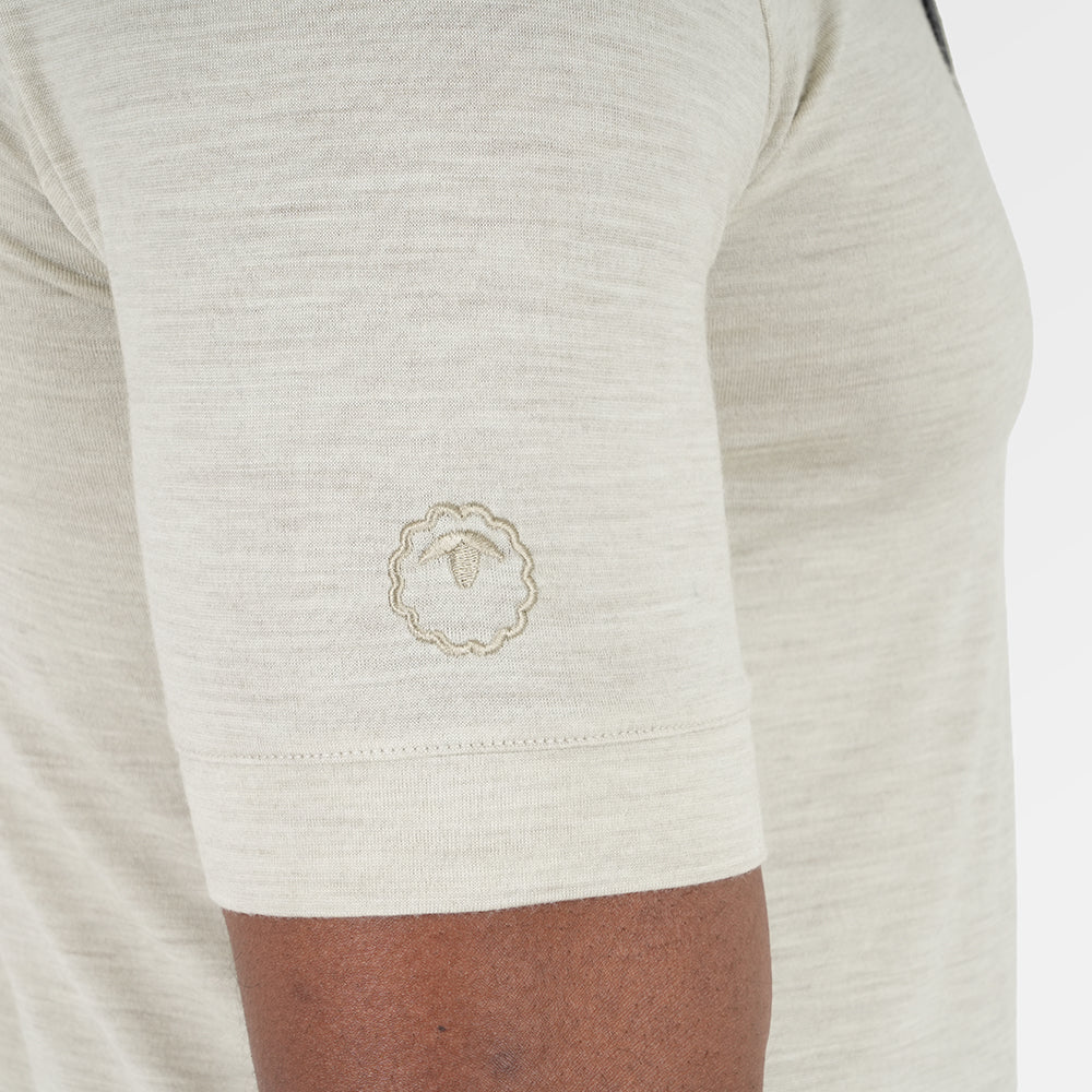 Mens Merino 180 Short Sleeve Polo Shirt (Jute Melange/Charcoal)
