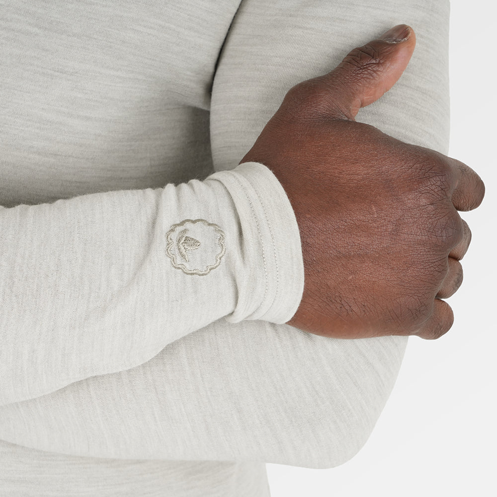 Mens Merino 200 Long Sleeve Polo Shirt (Jute Melange)