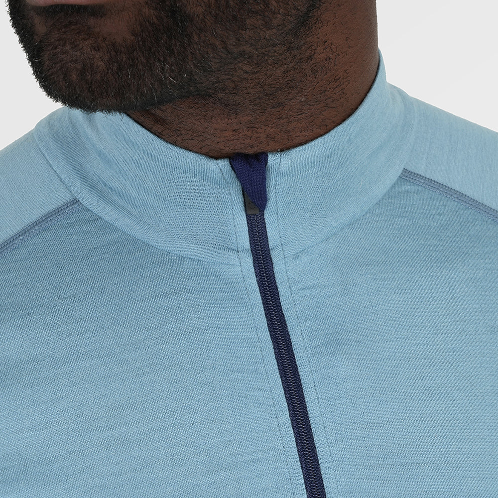 Mens Merino 200 Long Sleeve Zip Neck (Lagoon/Navy)