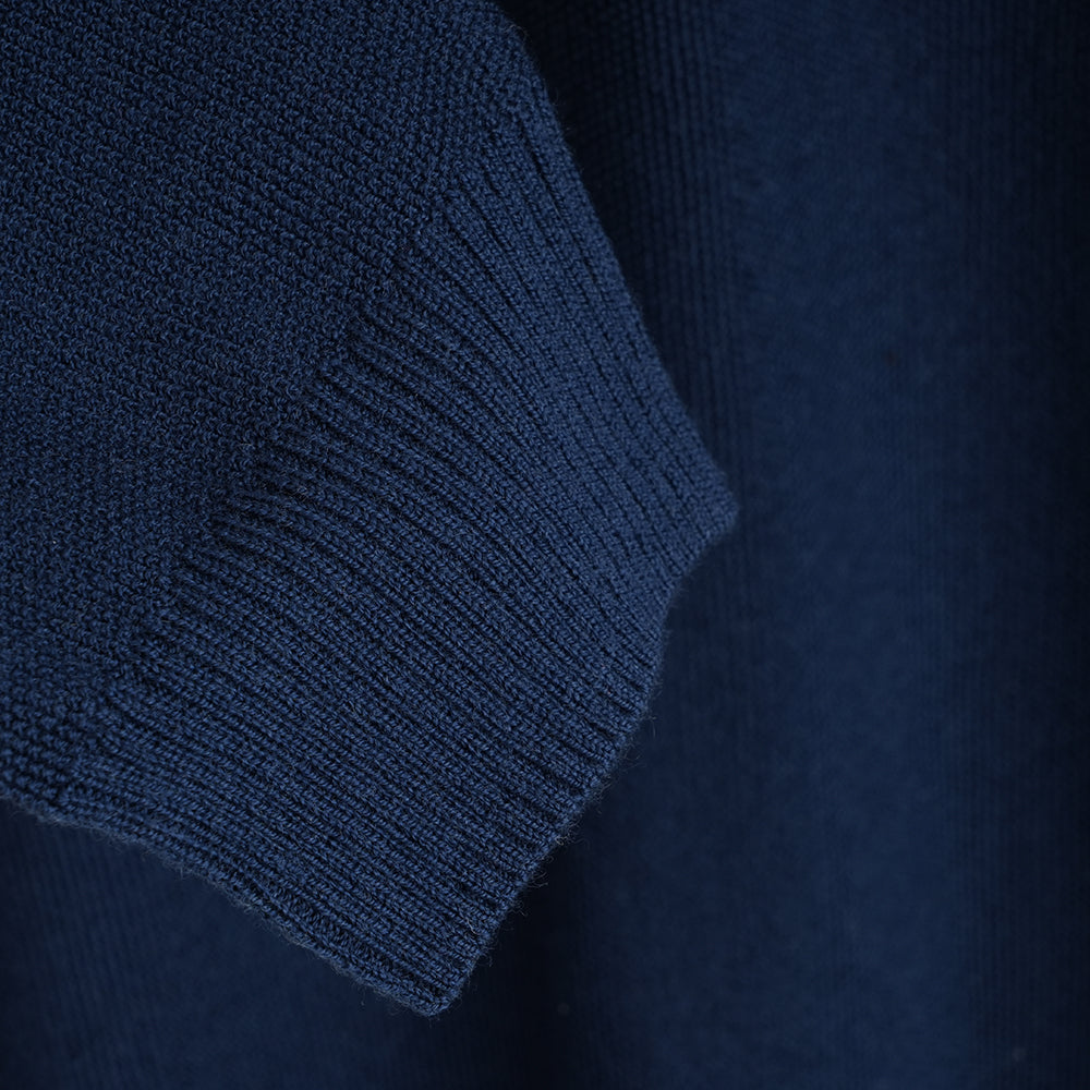 Homme Pull col rond Cinder Mérinos point de riz (Navy)