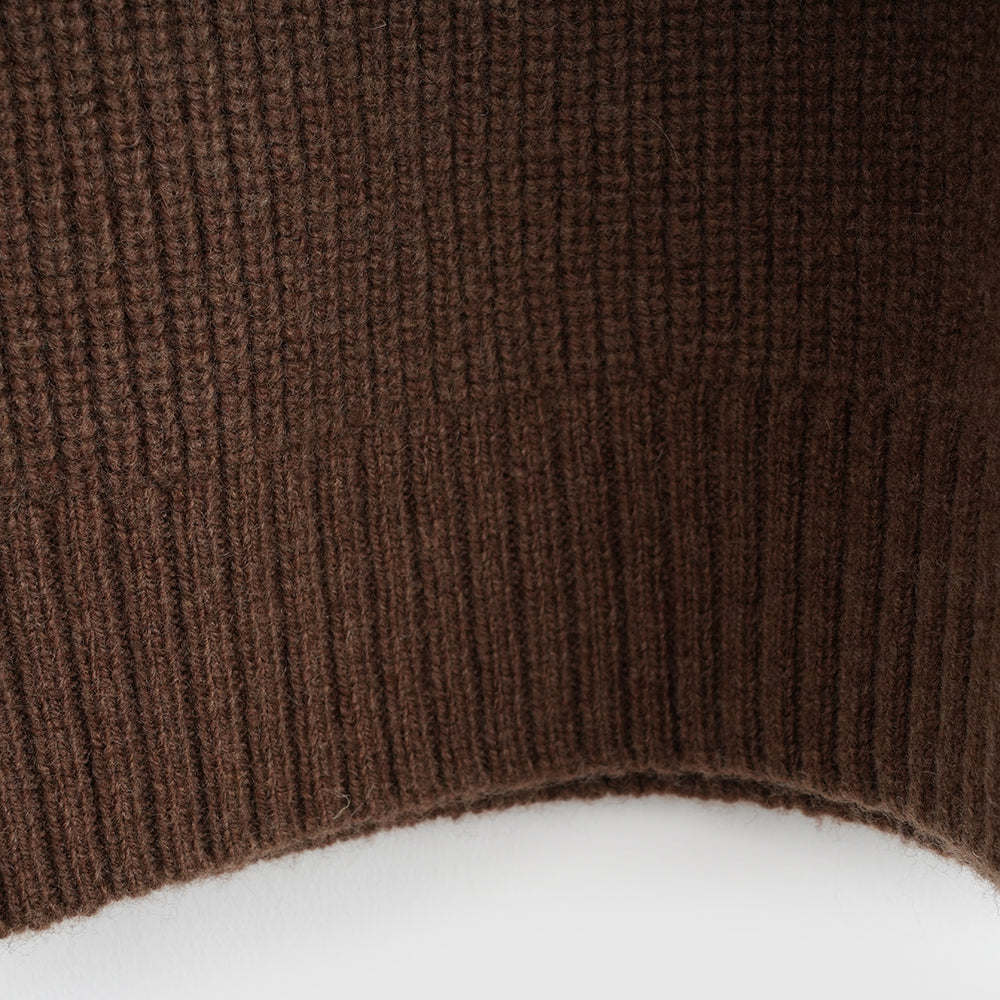 Pull col rond en mérinos Mens Herdwick (Brown)