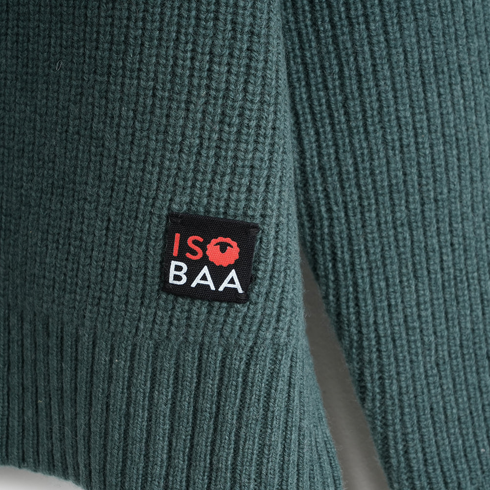 Pull col demi-zip en mérinos Mens Herdwick (Sea Green)