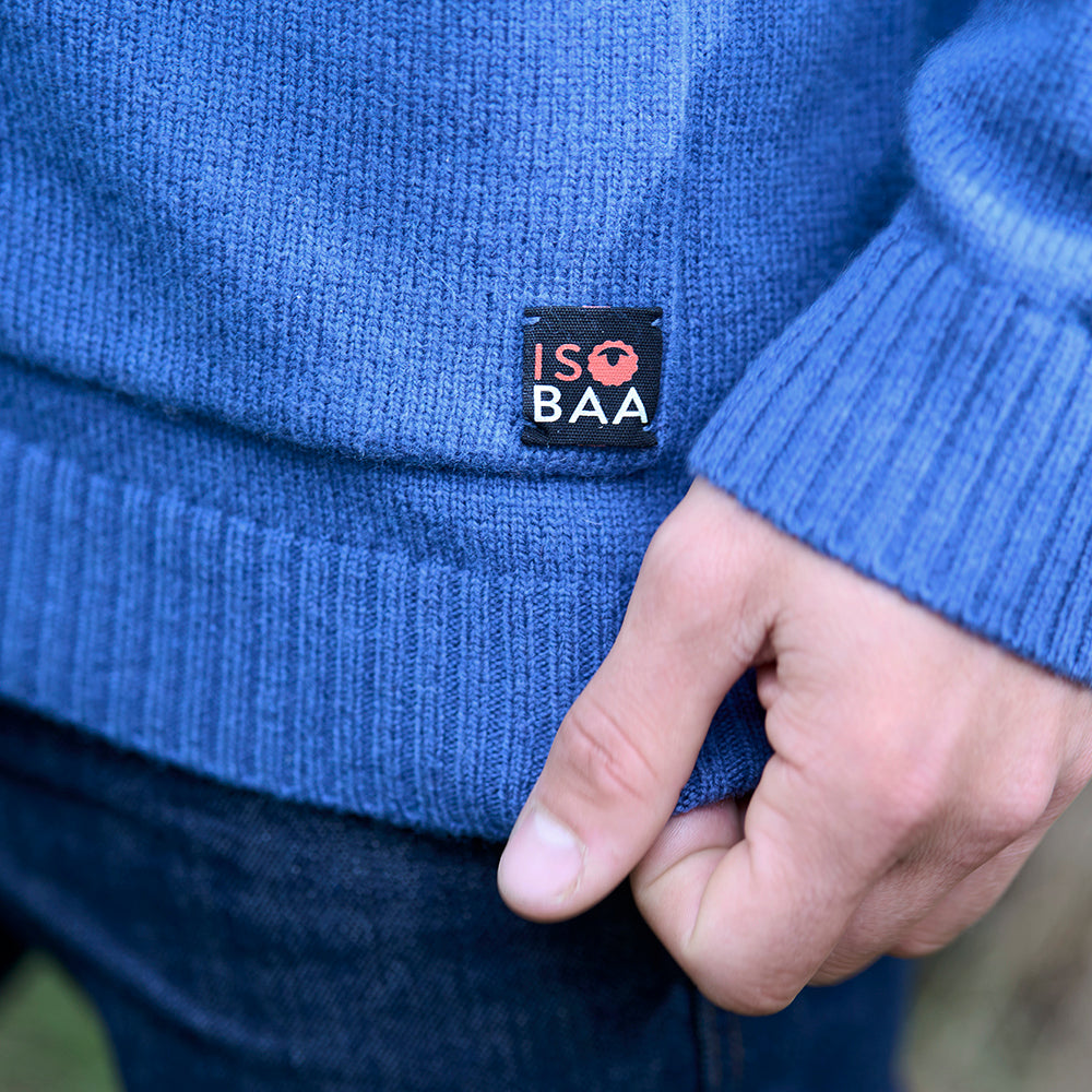 Mens Rove Merino Cardigan (Denim) | Model: James