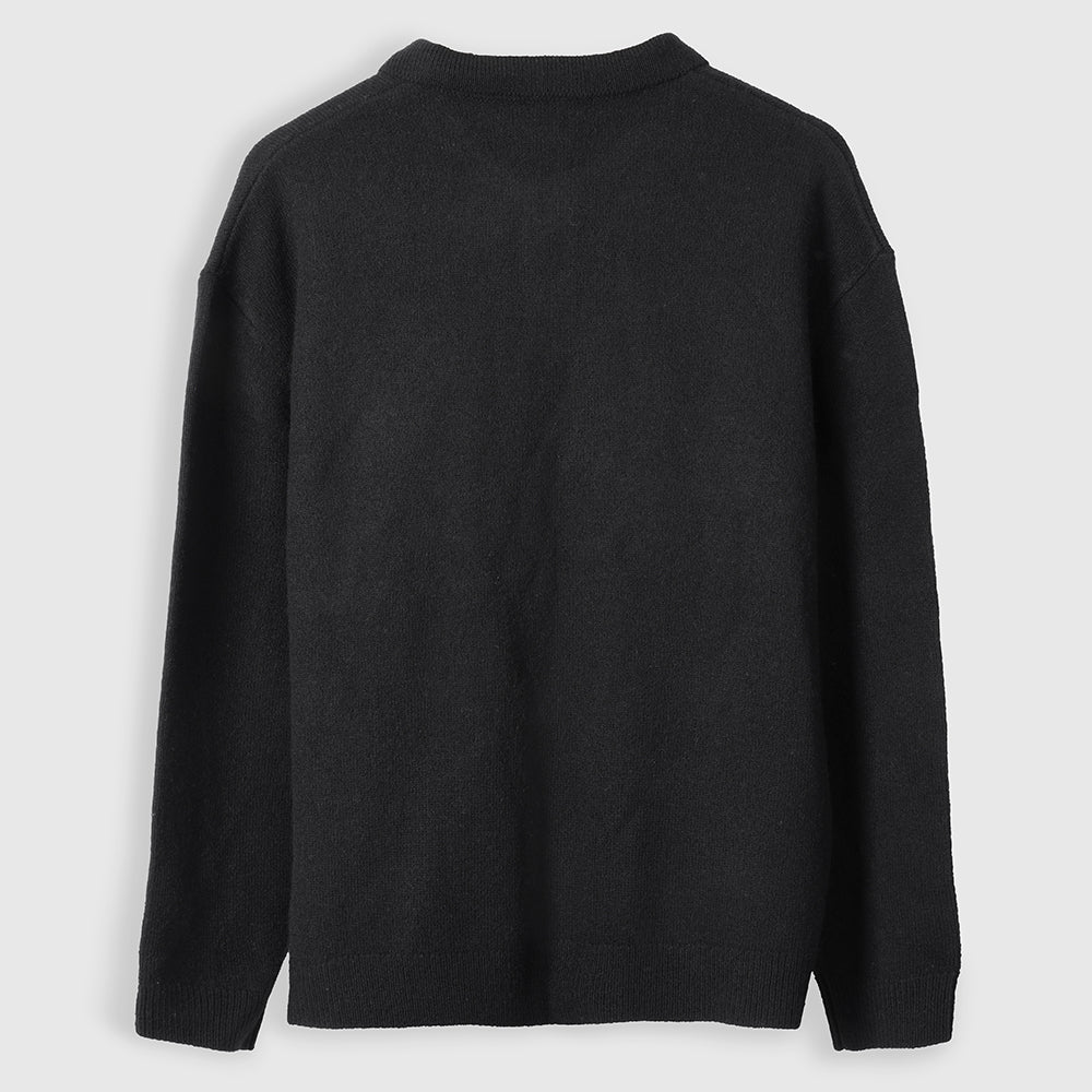 Homme Pull polo en mérinos Solace (Black)