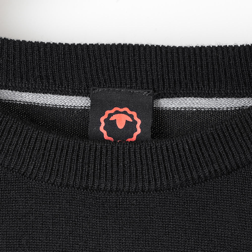 Homme Pull col rond en mérinos Woolsey (Black/Charcoal)