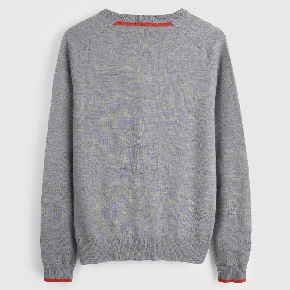 Homme Pull col rond en mérinos Woolsey (Charcoal/Orange)