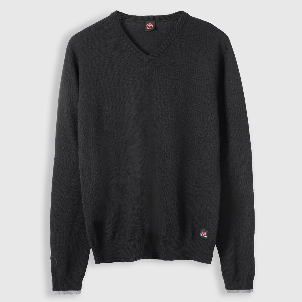 Homme Pull col V en mérinos Woolsey (Black)