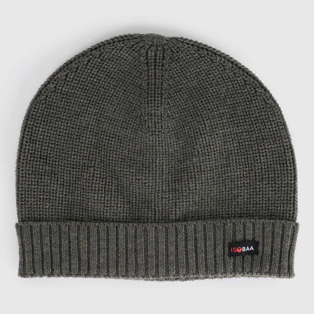 Merino Fisherman Beanie (Dark Olive)
