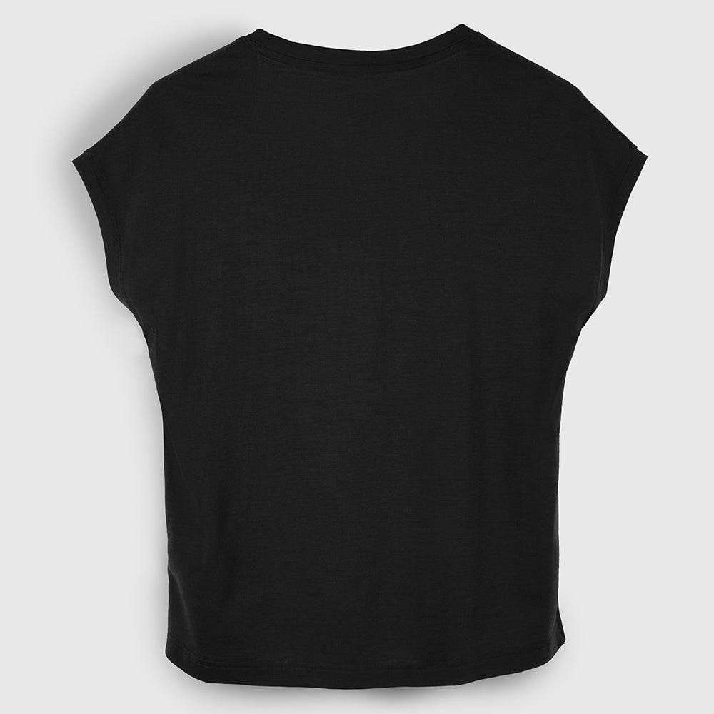 Womens Merino Blend 125 Ultrafine SS Scoop Top (Black)