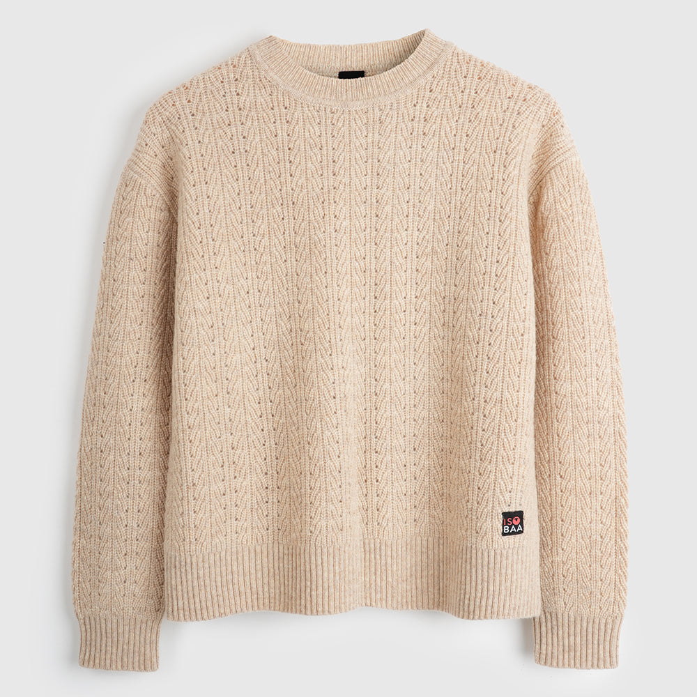 Femme Pull col rond en mérinos Clover (Oatmeal)