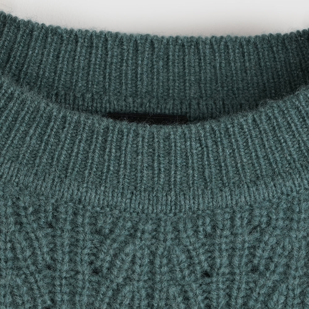 Femme Pull col rond en mérinos Clover (Sea Green)