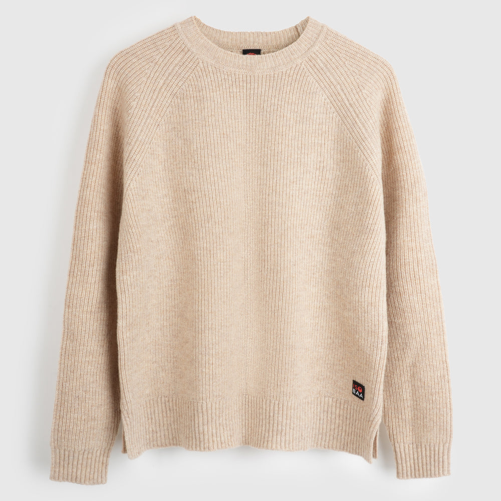 Femme Pull col rond en mérinos Herdwick (Oatmeal)