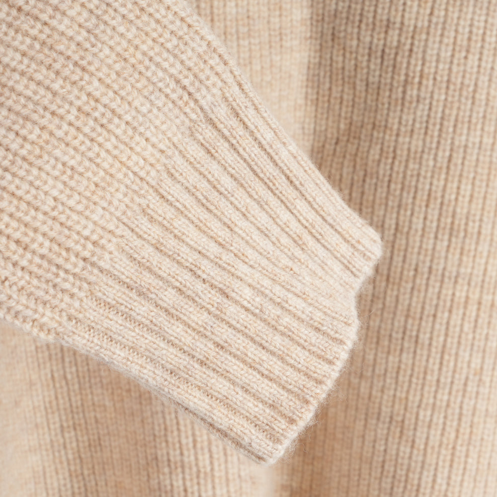 Femme Pull col montant en mérinos Herdwick (Oatmeal)