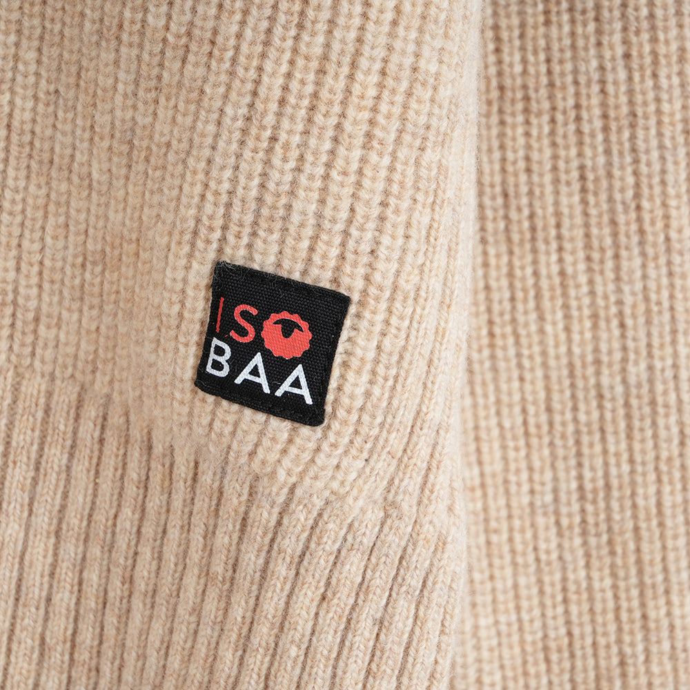 Femme Pull col montant en mérinos Herdwick (Oatmeal)