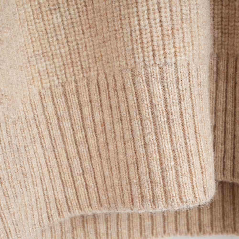 Femme Pull col montant en mérinos Herdwick (Oatmeal)