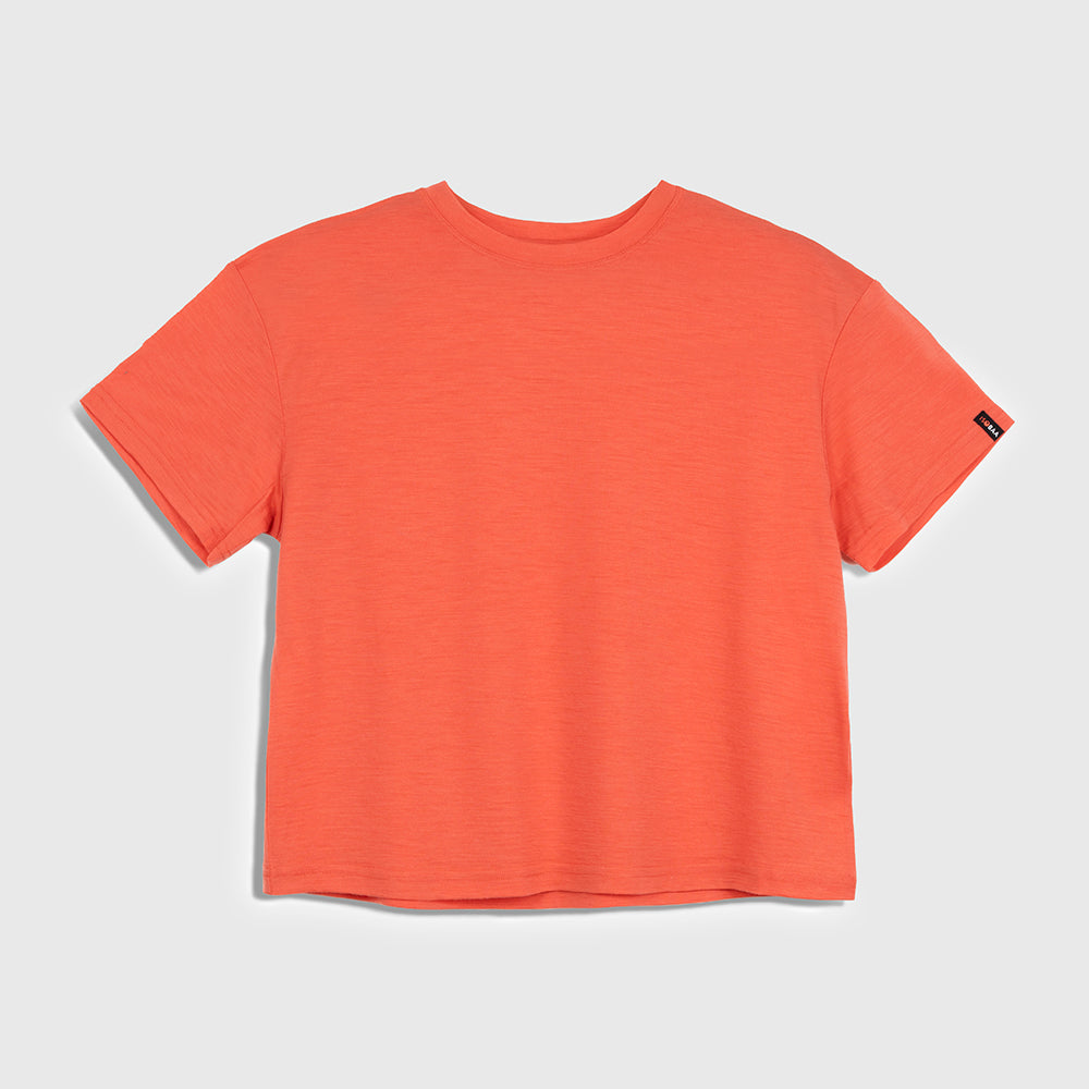 Womens Merino 150 Short Sleeve Relaxed Crew (Coral)