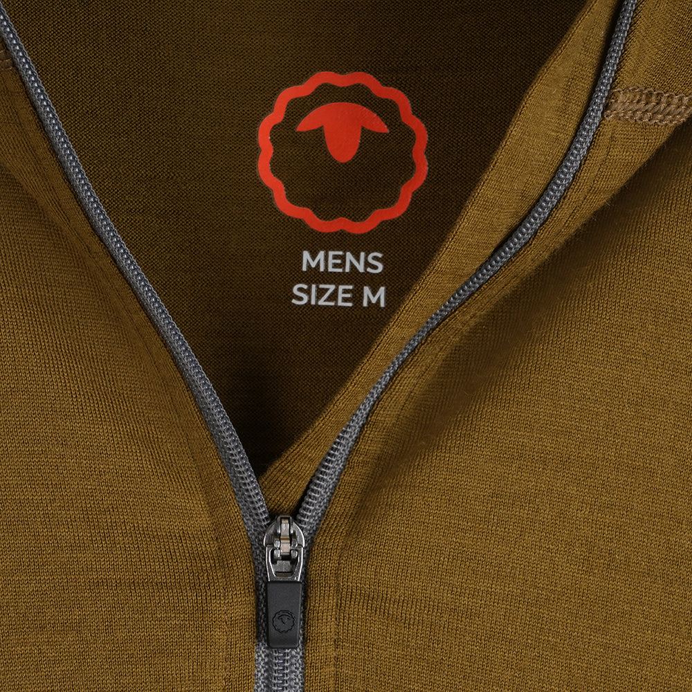 Womens Merino 200 Zip Neck Hoodie (Dull Gold)