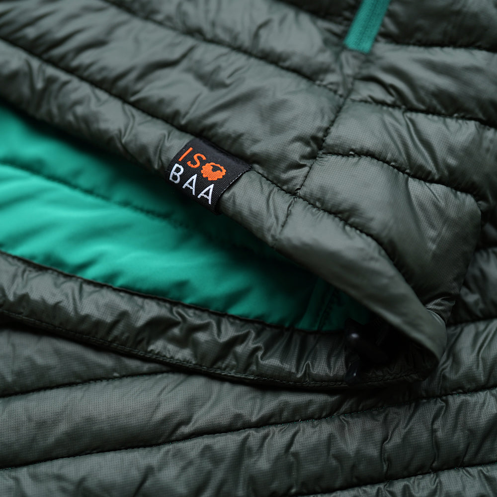 Isobaa | Mens Merino Wool Insulated Jacket (Forest/Green) | Innovative and sustainable design with our Merino jacket.