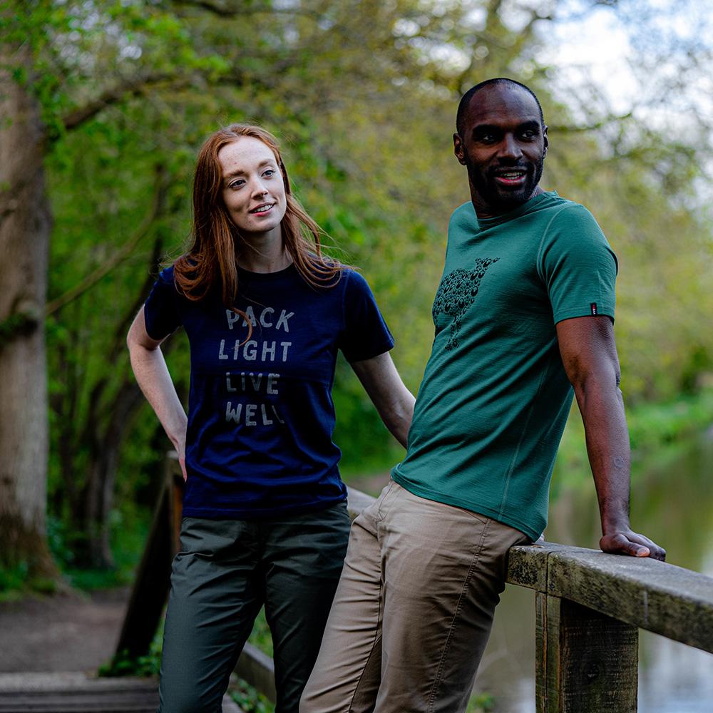Isobaa | Mens Merino 150 Sheep Tee (Green) | Gear up for everyday adventures in Isobaa's superfine Merino Tee. | Model: Michael