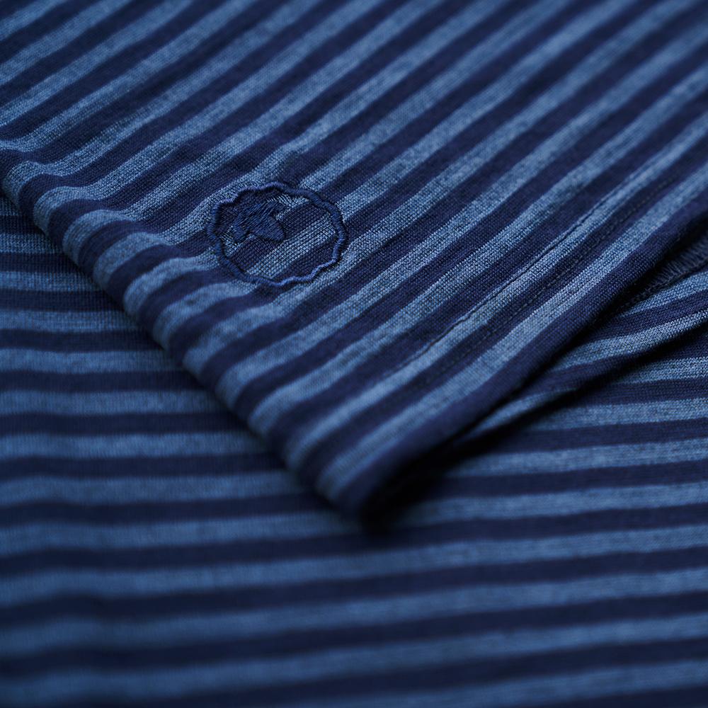 Isobaa | Mens Merino 150 Vest (Mini Stripe Navy/Denim) | Be ready for any adventure with Isobaa's superfine Merino sleeveless Vest.