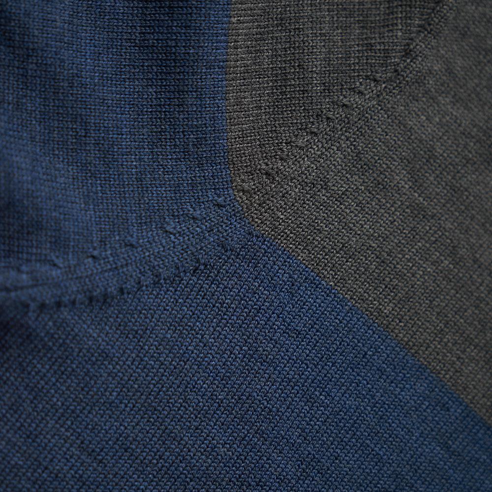 Isobaa | Womens Merino Block Stripe Sweater (Smoke/Denim/Orange/Navy) | Discover effortless style and exceptional comfort with our extrafine 9-gauge Merino wool crew neck sweater.
