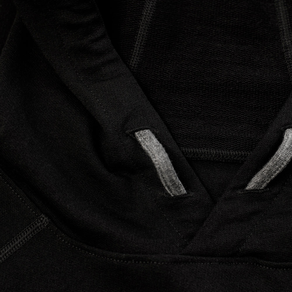 Isobaa | Mens Merino 260 Lounge Hoodie (Black/Smoke) | Experience the best in comfort and performance with our midweight 260gm Merino wool pullover hoodie.