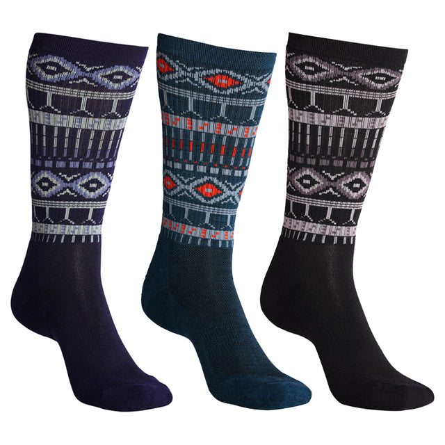 Isobaa Merino Blend Fairisle Hiking Socks (3 Pack - Multi)