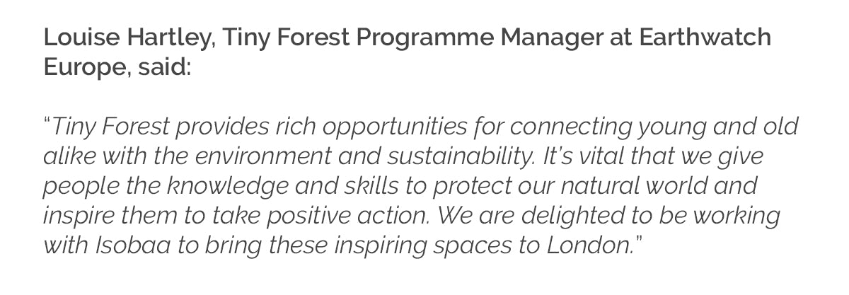 Quote from Louise Hartley - Tinyforest programme manager