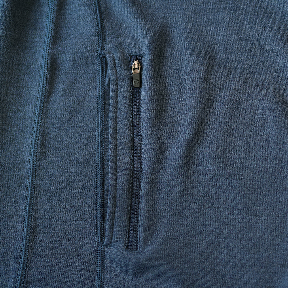 Isobaa | Mens 320 Merino Full Zip (Denim/Navy) | Step into a new level of comfort and versatility with our 320 Merino Full Zip Jacket