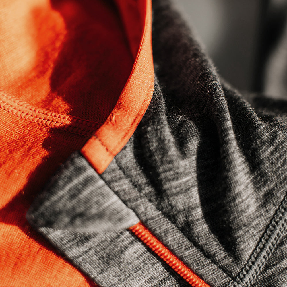 Isobaa | Mens Merino 200 Zip Neck Hoodie (Charcoal) | The ultimate 200gm Merino wool hoodie.