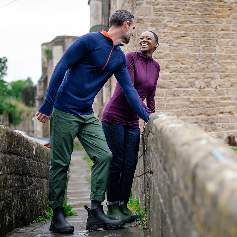 Isobaa | Mens Merino 200 Zip Neck Hoodie (Navy) | The ultimate 200gm Merino wool hoodie. | Model: Ben