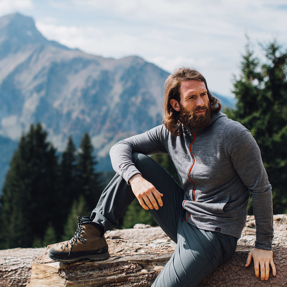 Isobaa | Mens Merino 260 Casual Hoodie (Charcoal) | The best in warmth and versatility: Isobaa 260gm midweight Merino wool hoodie. | Model: Craig