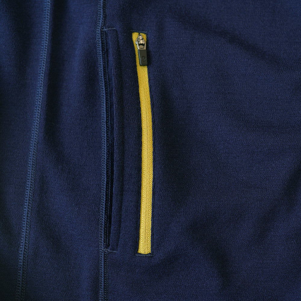 Isobaa | Womens 320 Merino Full Zip (Navy/Lime) | Step into a new level of comfort and versatility with our 320 Merino Full Zip Jacket