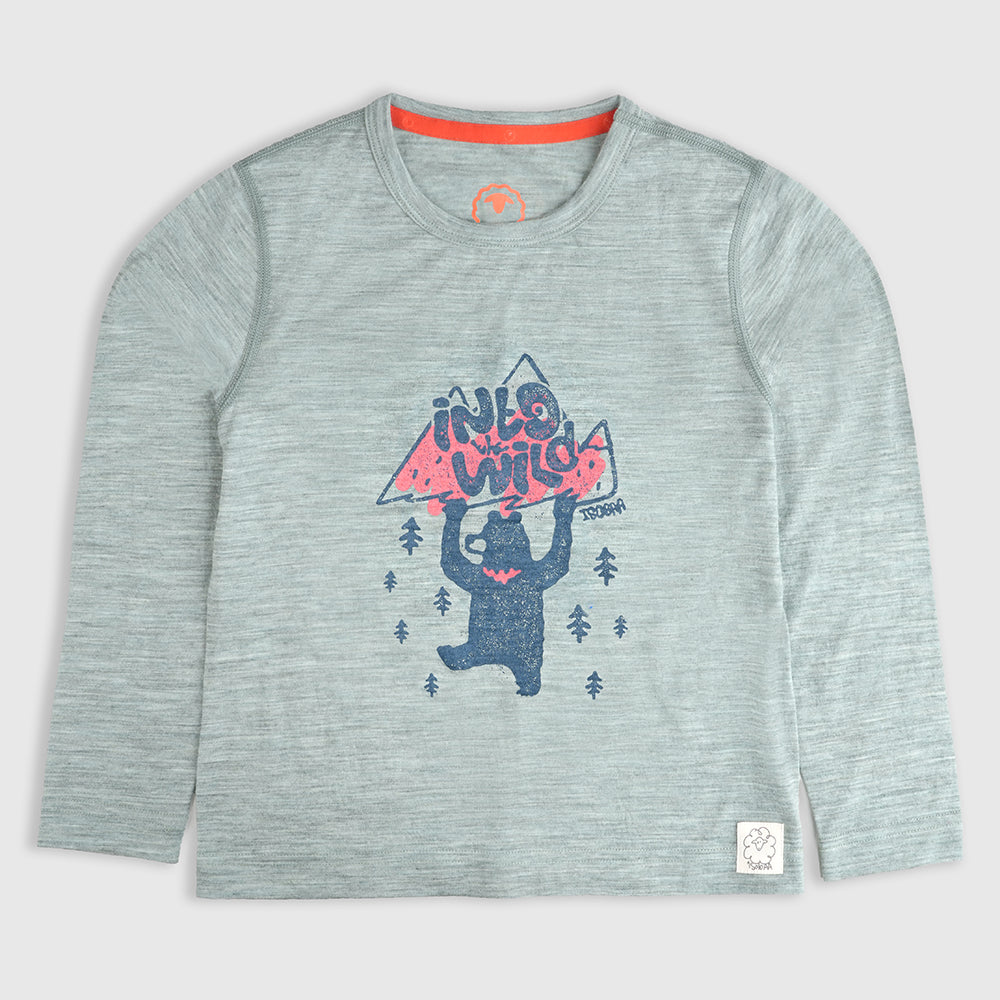 Junior Merino 150 Into The Wild LS Tee (Agave)
