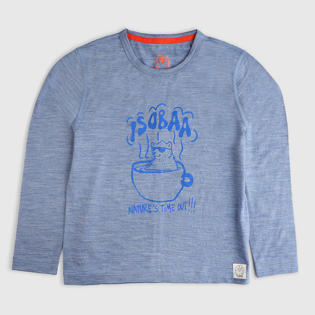 Junior Merino 150 Natures Time Out LS Tee (Sky)