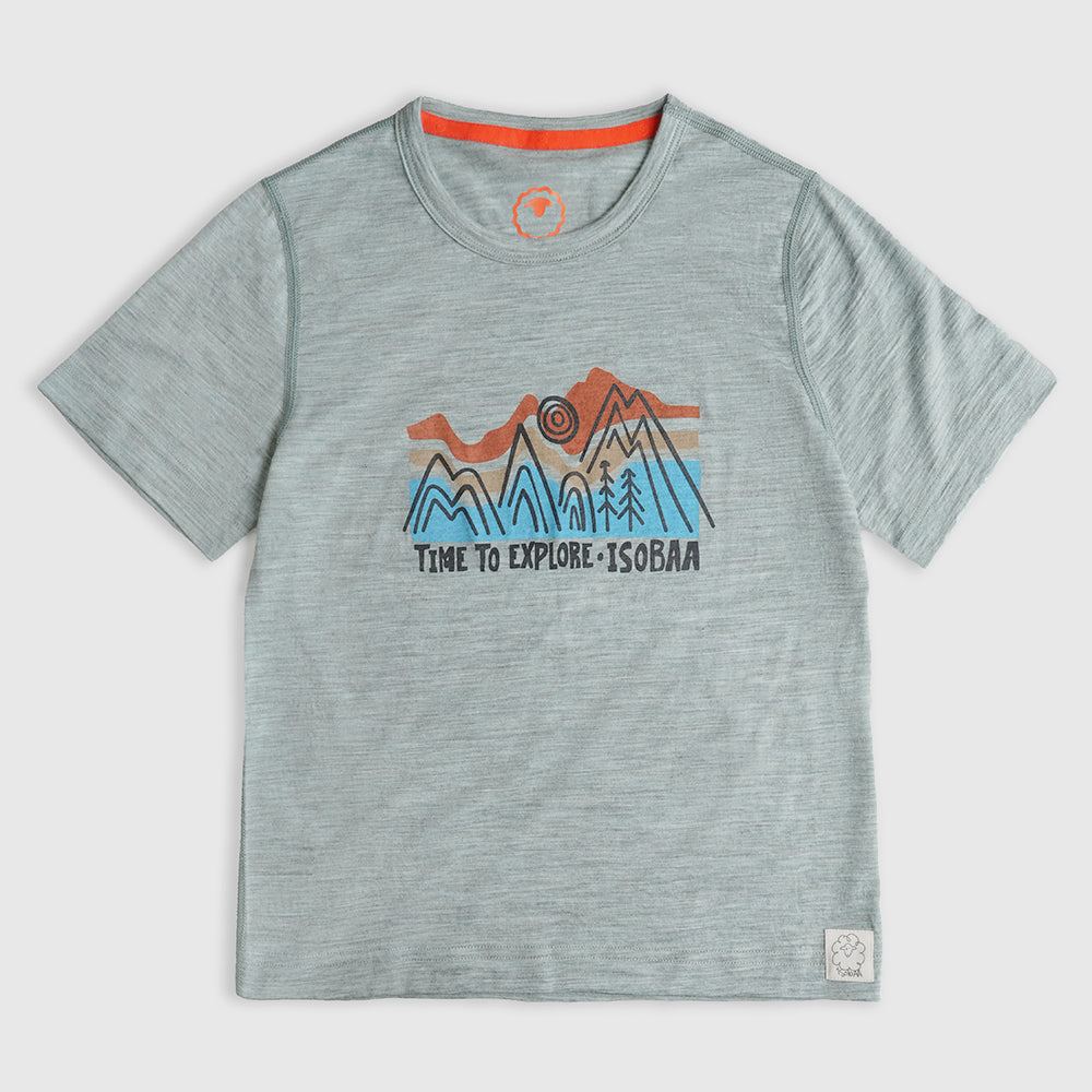 Junior Merino 150 Time to Explore SS Tee (Agave)