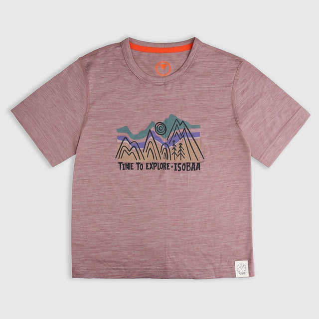Junior Merino 150 Time to Explore SS Tee (Burlwood)