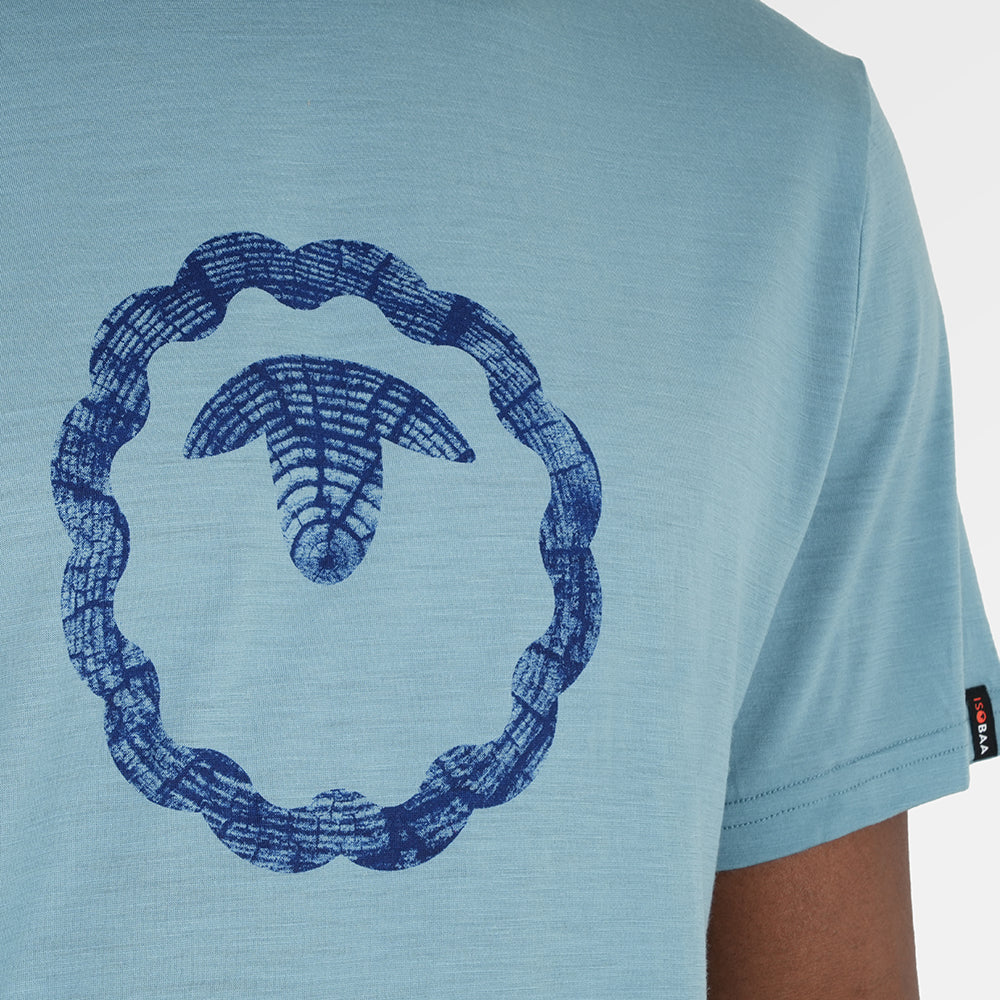 Mens Merino 150 Emblem Relaxed Tee (Lagoon/Navy)