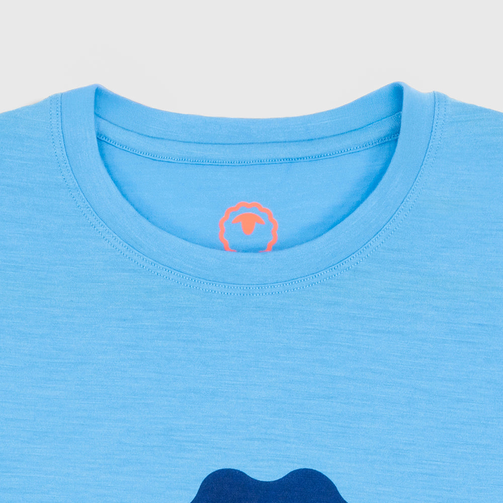 Mens Merino 150 Emblem Tee (Malibu/Navy)