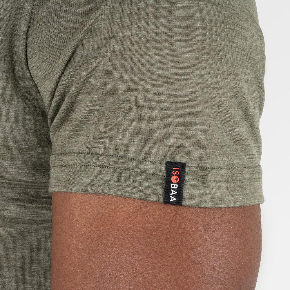 Mens Merino 150 Sketched Sunset Tee (Olive/Dull Gold)