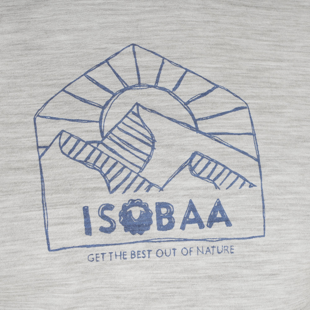 Mens Merino 150 Sketched Sunset Tee (Jute/Denim)