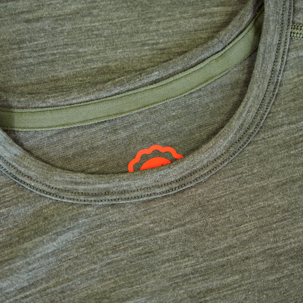 Isobaa Mens Merino 150 Short Sleeve Crew (Olive/Melange)