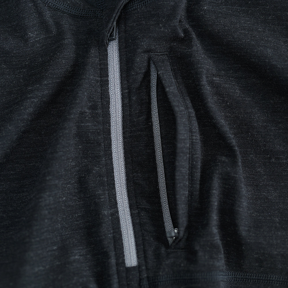 Mens 160 SS Cycle Zip Top (Black Melange)