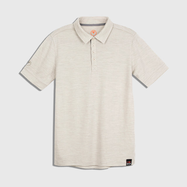 Mens Merino 180 Short Sleeve Polo Shirt (Jute Melange/Charcoal)