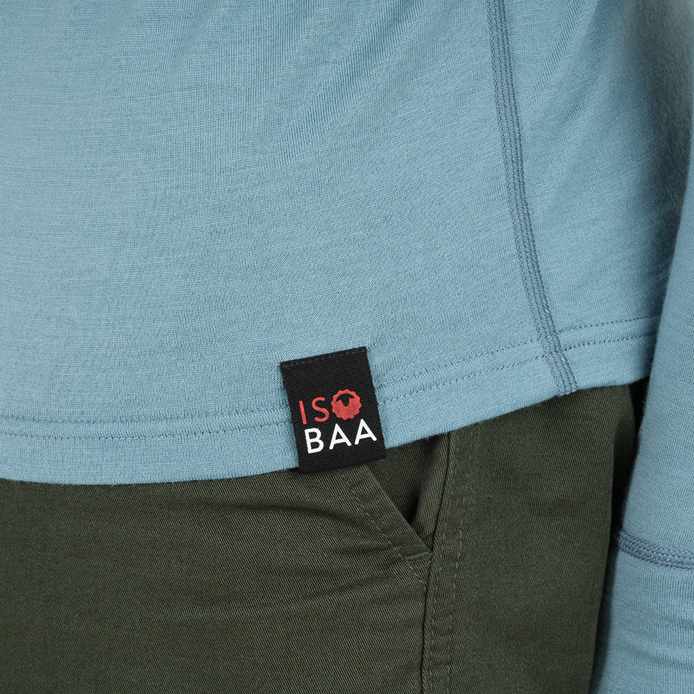 Mens Merino 200 Zip Neck Hoodie (Lagoon/Navy)
