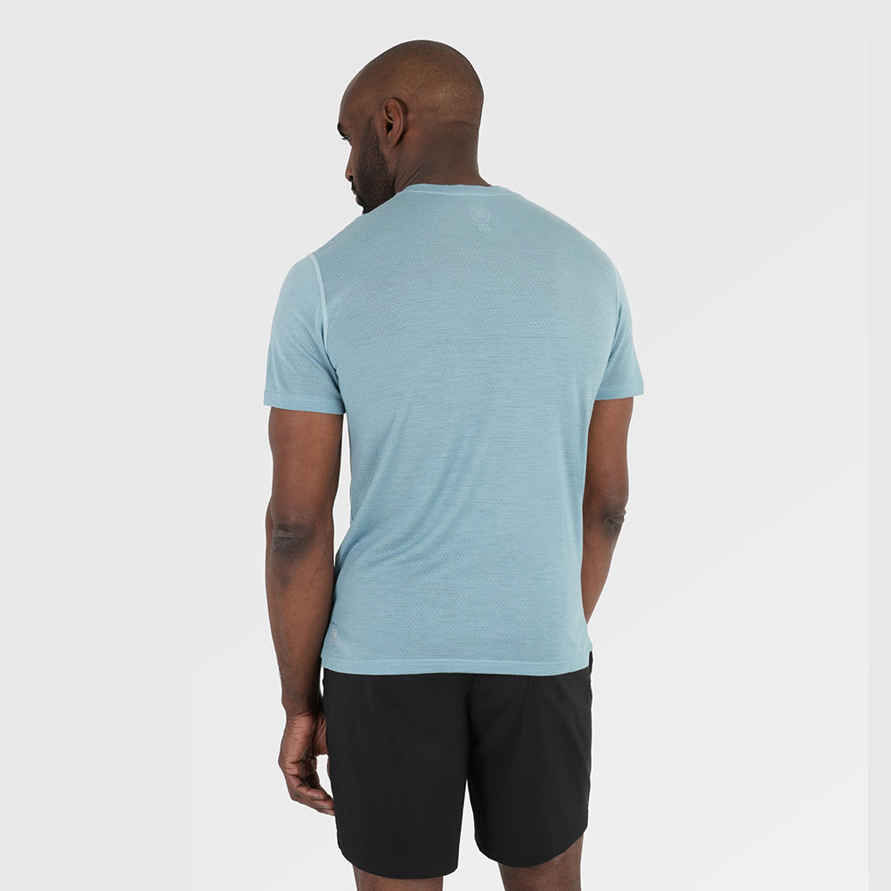 Mens Merino 150 Active Blend Short Sleeve Crew (Lagoon) | Model: Michael