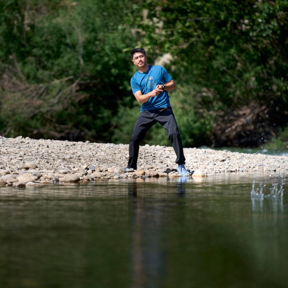 Mens Merino Active Blend Travel Trousers (Black) | Model: Minh