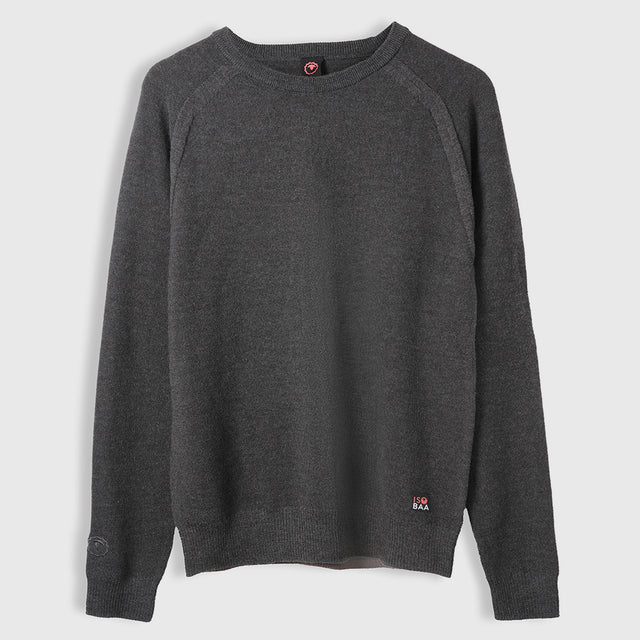 Homme Pull col rond Cinder Mérinos point de riz (Chocolate)