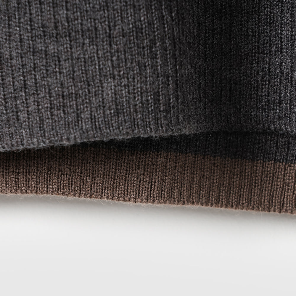 Homme Pull col rond Cinder Mérinos point de riz (Chocolate)